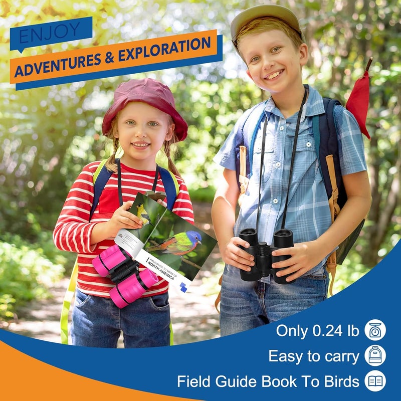 LET'SGO Boy Toys Ages 3-8: Kids Binoculars with Bird Watching Manual 4 5 6 7 8 Year Old Boys Girls Christmas Birthday Gifts Outdoor Travel Binoculars Toy for Kid Age 4-6 Toddler Camping|Hiking Toys - Image 2